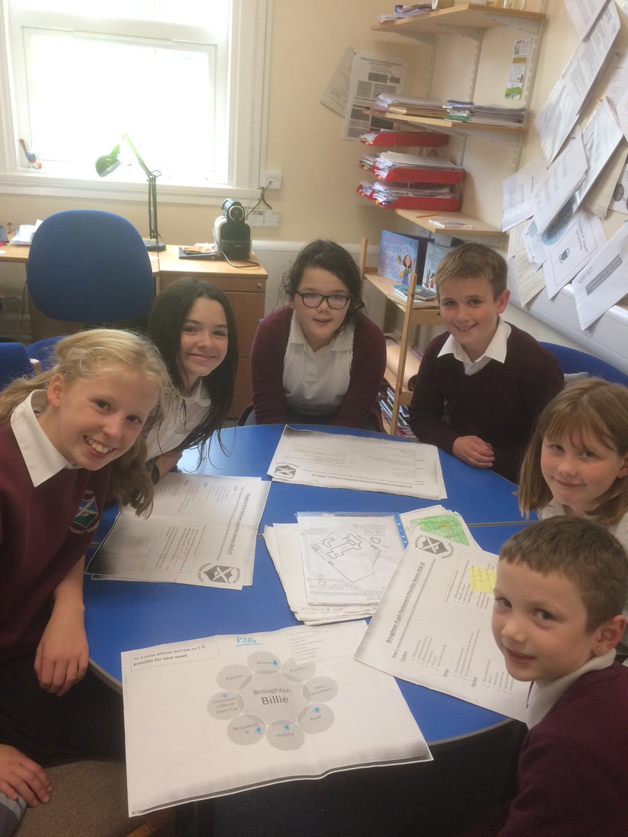 SchoolBroughton's tweet photo. Confirming pupil priorities and the qualities of a Broughton learner #BroughtonBillie and finalising playground designs https://t.co/G03ws5kPmK