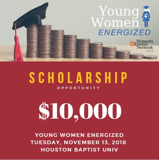 YWEHouston's tweet photo. One Month Left! Don't Miss your opportunity for free $$$! Apply for YWE Scholarship by 10/14/18! https://t.co/VkZfPRbXzk 
#YWEhou #YWEHouston #STEM #YWE2018 #youngwomenenergized #scholarship
#2018scholarship #2019scholarship #WENhouston #womeninenergy #supportingSTEM https://t.co/1wcU6HWHMC