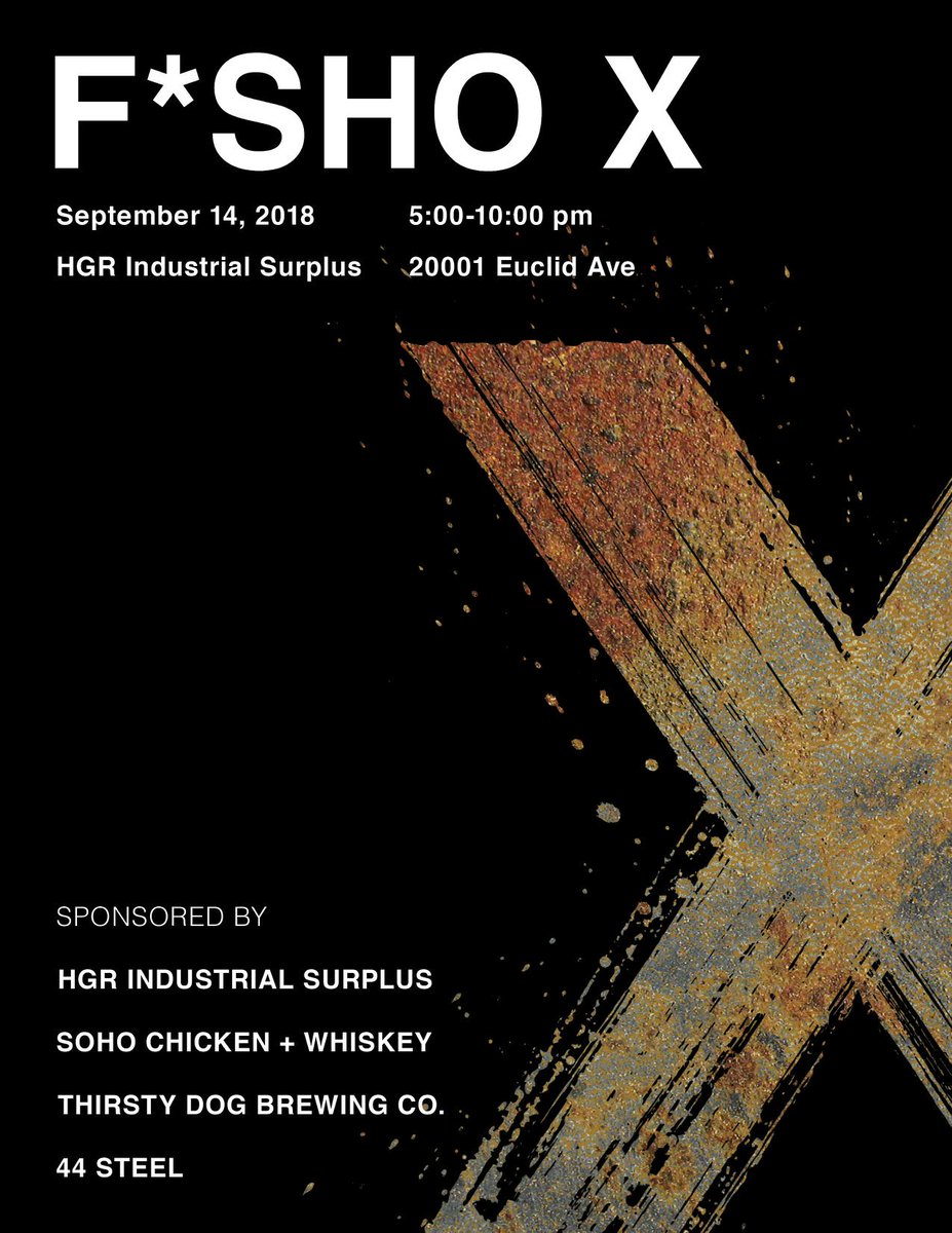 F*SHO X is TODAY! Stop out to <a href="/hgrindustrial/">HGR Industrial Surplus</a> in Euclid 5-10 pm for our fabulous event showcasing local furniture designers, makers &amp; fabricators. Hosted by Jason &amp; Amanda Radcliffe. Enjoy great food, drinks &amp; music. Free admission &amp; parking. Don't miss it! #FSHOX2018 #ThisisCLE