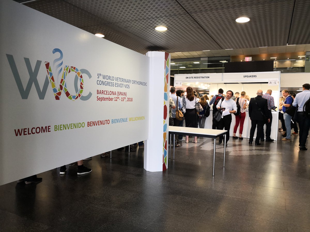 Fira_Barcelona's tweet photo. Expertos internacionales se reúnen en el 5º Congreso Mundial de Veterinaria en el campo de la Ortopedia y la Traumalogía. Hasta mañana en el recinto de Montjuïc #WVOC https://t.co/KZ5A7iYBmu