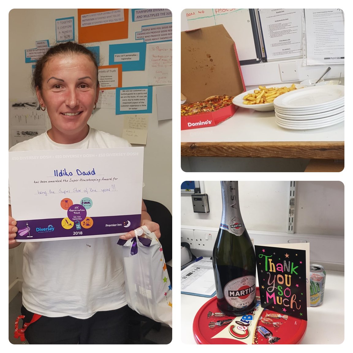 Amazing end to Hk week! ❤️Dominos lunch, gifts for the team and a big well done to Ildiko for winning super star hk of the year🙌🏻🥂 #hkappreciationweek #dominos #gifts <a href="/SDEBDD/">simon ewins</a> @Valerie_PI3R  <a href="/jmb0606/">John Mark Brennan</a>  <a href="/virzaityte/">Viktorija Virzaityte</a>