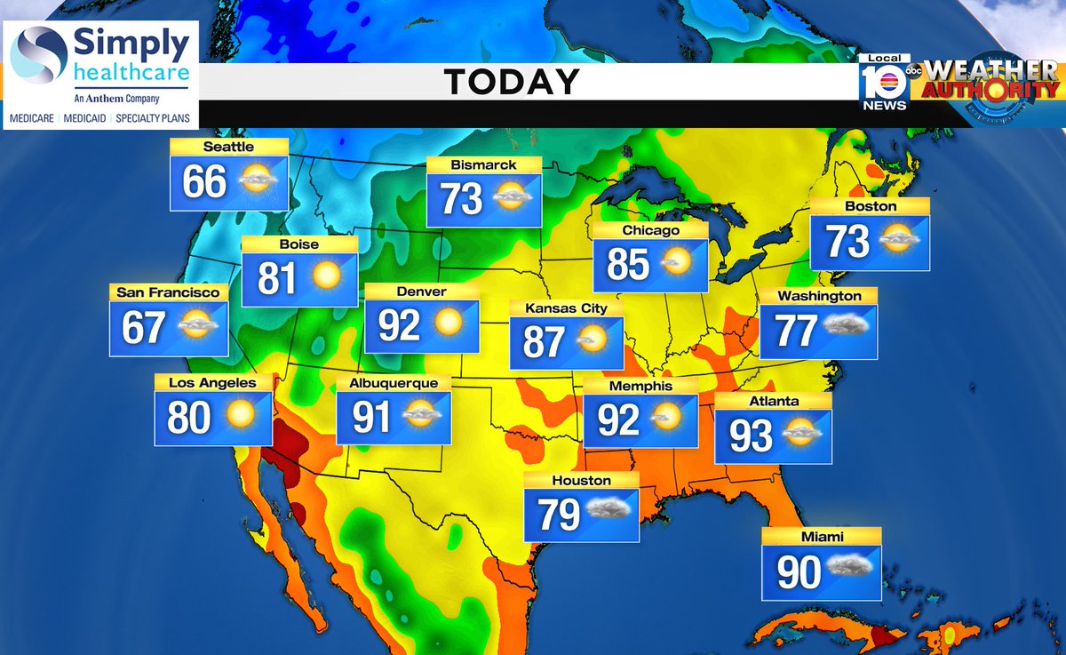Here is the national forecast for today Presented by Simply Healthcare https://t.co/VIe7WT6yhJ