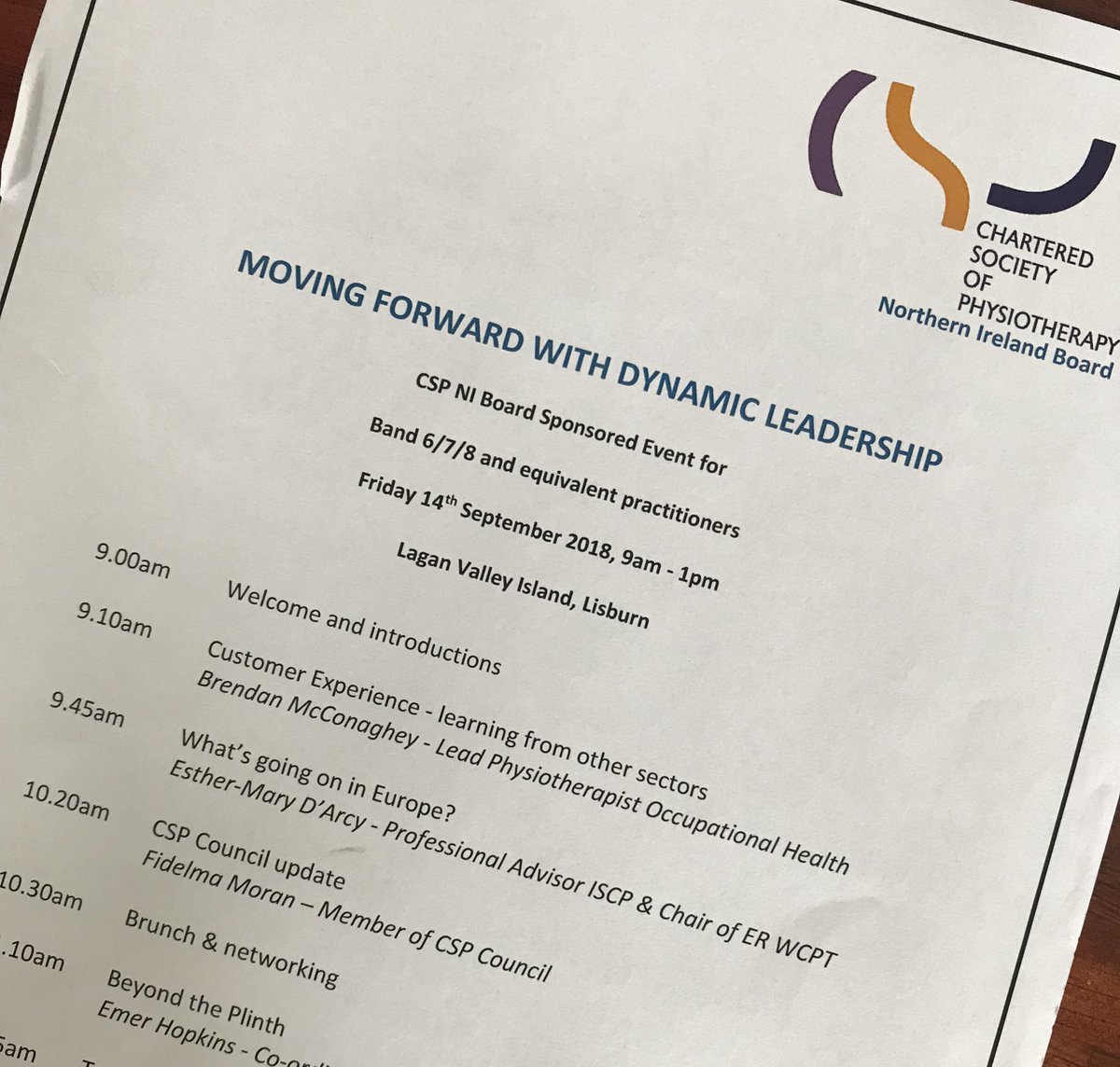 Great morning @IrelandCsp Dynamic Leadership workshop with an experienced lineup of speakers @brendanmccon @gemda @fmoran15 @EmerHopkins #csp #physios #leadership