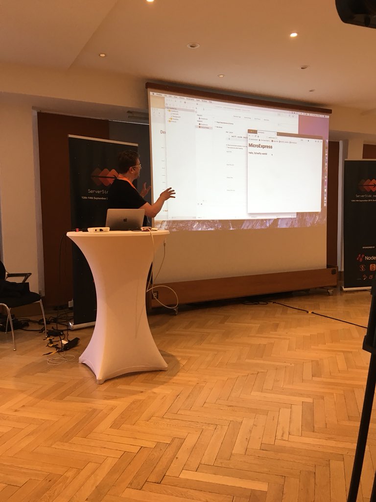 alfa's tweet image. SwiftNIO on Raspberry Pi live on stage! @helje5 #ServerSideSwift