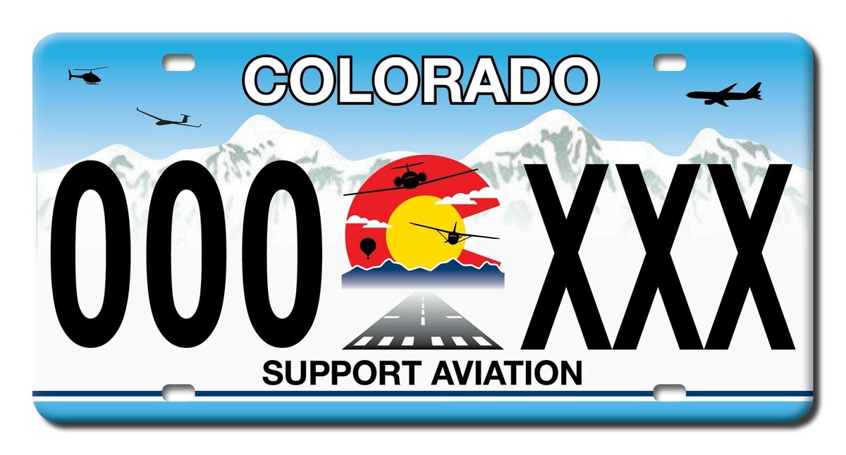 FlyWithJepp (@flywithjepp) on Twitter photo A new license plate has been issued in Colorado supporting the aviation community. Proudly designed by Jeppesen employee, Chris Glaser, the plate features a glider, helicopter and even a hot air balloon against the Colorado state flag. A new license plate has been issued in Colorado supporting the aviation community. Proudly designed by Jeppesen employee, Chris Glaser, the plate features a glider, helicopter and even a hot air balloon against the Colorado state flag.