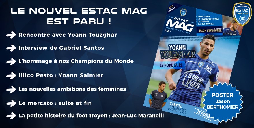 estac_officiel's tweet photo. 📘Le nouvel #EstacMag paraît ce soir !
A l'attention des abonnés : pour mieux vous servir, il sera à retirer désormais à l'une des six buvettes du Stade de l'Aube sur présentation de votre carte d'abonnement.
➡️ https://t.co/7LZ0OfxKjt https://t.co/fakZZDA98l