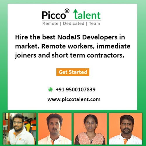 TalentPicco's tweet image. Hire talented #NodeJS_Developers for #remote_work. They can start work immediately within 72 hours. Hire immediately for your short term project needs. For more information, visit@https://t.co/L7vOysvXUg