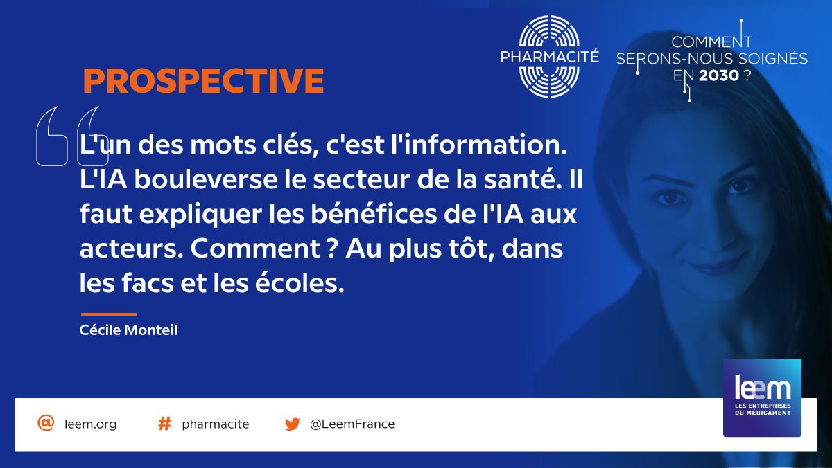 RT AgencePRPA: RT LeemFrance: Cécile Monteil (Barbadocteur), médecin généraliste à l'HopRobertDebre nous livre sa vision de l'#IA à #Pharmacité