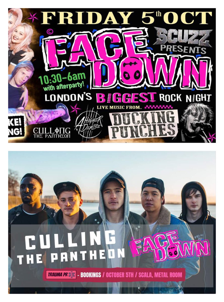 We’re playing Facedown on the 5th Oct, with @ahigherdemiseuk and Ducking Punches thanks to @traumaprpresents 

Click going, add it to your calendars and see you there 🤘🏻

#facedown #metal #metalcore #metalcoreband #metalcorebands #livemetal #livebands #londonmetalgigs