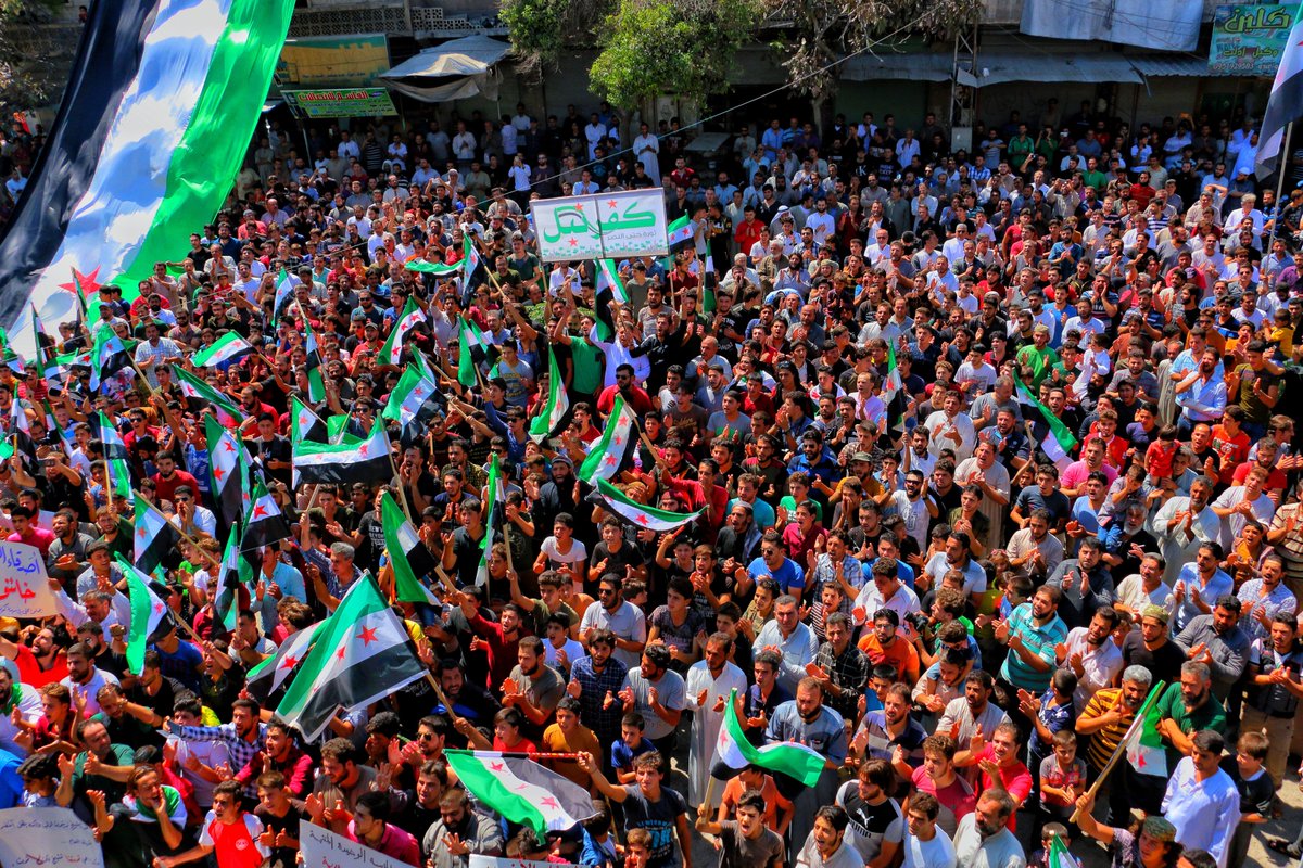 COLORFUL PEOPLE, COLORFUL KAFRANBEL 
LONG LIVE SYRIAN PEOPLE
==================
KAFRANBEL 14 SEP 2018
DEMONSTRATION AGAINST ASSAD &amp; RUSSIA