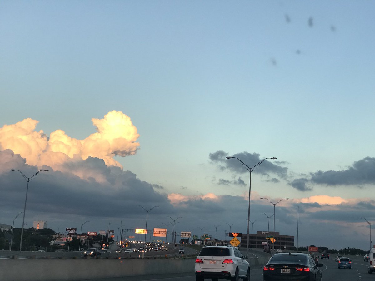 Fluffy clouds during sunset, spread out clouds during sunrise