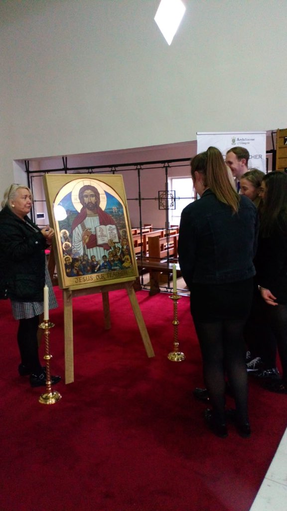 Today, St Eunan’s were delighted to receive Jesus, our Teacher icon .  Ellen McBride, Fr Chido and Mrs Morrison are pictured with the Icon in the parish 🙏⛪️#jesusourteacher #catholiceducation2018