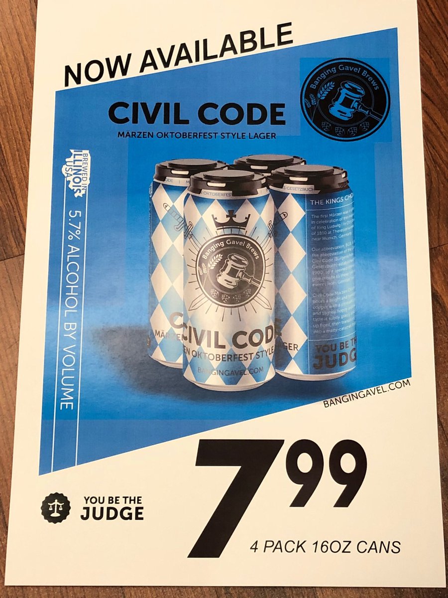 A great reason to go to <a href="/BinnysBev/">Binny's Beverage</a> in Orland Park- Jim will be there from 5-7 tonight, 9/14 sampling Civil Code. Stop by, try, buy. And say hi 👋🏻 🍺 #civilcode #oktoberfest #prost #drinklocal #tinleypark