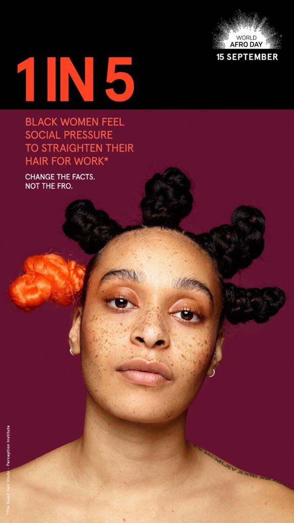 Really proud of the work #WMRoots  @WavemakerUK & #OgilvyRoots @Ogilvy have done to raise awareness of afro hair bias for @worldafroday! Thanks to @timedia @Hearst @bauermedia @ExterionMediaUK @clearchanneluk @OceanOutdoorUK #changethefactsnotthefro #changethefacts #worldafroday