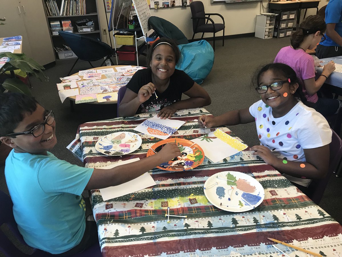 MissLodico's tweet photo. Team Lodico creating pointillism paintings to celebrate #DotDay18!! #DotDay2018 #DotDay @greDCSD https://t.co/nprThWkYXc