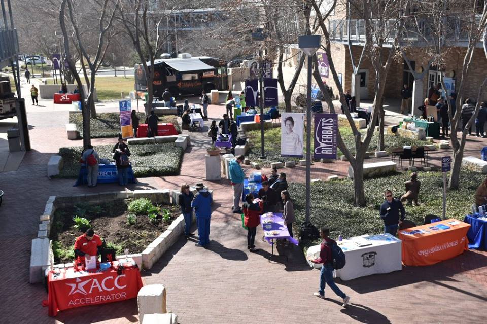 accstudentlife's tweet photo. Look at all these vendor tables ready to give you resources from the #ATX area and @accdistrict! Swim through our resource fair during Riverbat Bash September 18th-27th. Find the schedule for your campus at https://t.co/QW3wwBMf3n 🏊 https://t.co/kha03w6Bpz