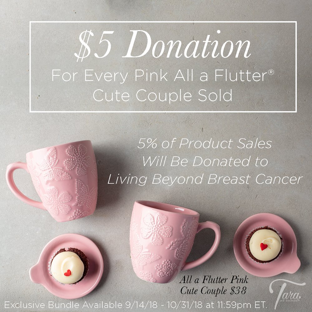 TaraAtHome's tweet photo. We are so excited to our announce our partnership with @LivingBeyondBC. Tara at Home will donate $5 for every Pink All a Flutter Cute Couple sold and 5% of product sales to LBBC from 9/15 - 10/31. 💕   #breastcancer #breastcancerawareness #shopforacause https://t.co/BhSwPfIEYb