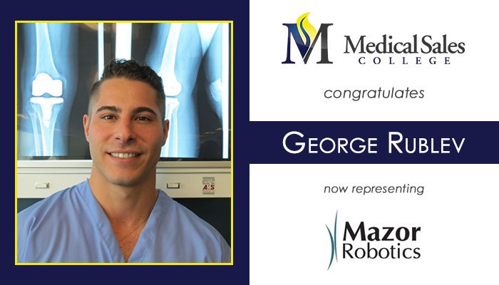 medsalesMSC's tweet photo. MSC congratulates #Spine and #Orthopaedic Reconstruction & Trauma graduate George Rublev on his new position representing #MazorRobotics! He will be specializing in spine. George will be working in #NewYork. Best of luck! https://t.co/UdqNgQah7i #robotics #salesjob #medsales https://t.co/ryptVYBlWG