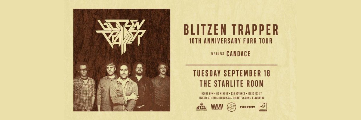<a href="/BlitzenTrapper/">Blitzen Trapper</a> plays .<a href="/StarliteRoom/">Starlite Room</a> this Tues Sept 18 Edm! Tickets <a href="/myoozik/">Blackbyrd Myoozik</a> or starliteroom.ca/event/1718814 <a href="/BlurredLenz/">BlurredLenz</a> <a href="/edmfolkfest/">Edmonton Folk Fest</a> @updtfest <a href="/EJ_Arts/">EJ Arts</a> <a href="/Edmontonsun/">Edmonton Sun</a> <a href="/whereedmonton/">INFO Edmonton (formerly Where Edmonton)</a> @EEDC <a href="/CBCMusic/">CBC Music</a> <a href="/ckuaradio/">CKUA Radio</a> <a href="/CJSR/">CJSR 88.5 FM</a> <a href="/Sperounes/">Sperounes</a> <a href="/Alberta_Music/">Alberta Music</a> <a href="/Cupsncakespod/">Cups N Cakes Network</a> <a href="/YEGMusicAwards/">Edmonton Music Award</a> <a href="/YEGEvents/">YEGEvents</a>
