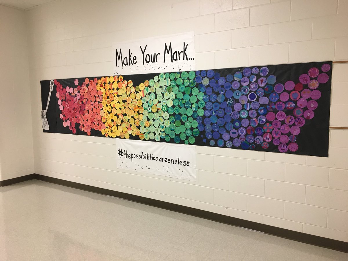 My art students <a href="/StagecoachCabot/">Stagecoach Elem</a> celebrated Int’l Dot Day by creating their own dot for this awesome display! Creativity makes our world a more colorful place, and with creativity #thepossibilitiesareendless #ArtsEdWeek 🎨