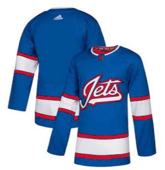 ewankiw925's tweet photo. @icethetics @NHLJets Easy fix just add some red and its not too bad. And I only want a $1 royalty per jersey sold thanks. Also, if you don't change it will the @NHLjets be upset with me if I get my mom to sew in some red? #whereisthered #gojetsgo https://t.co/H25JiRIFgG