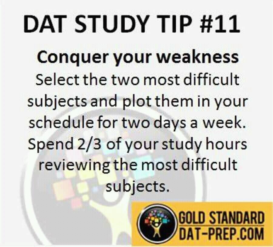 GoldStandardDAT's tweet image. Sometimes, we tend to postpone reviewing subjects we find difficult. 
But, how about turning our weaknesses into strengths? 
#DATprep