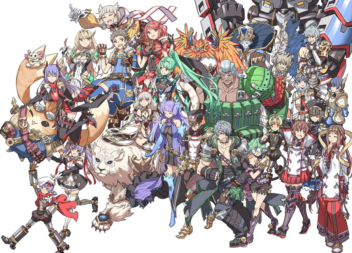 NintendoItalia's tweet photo. Il designer dei personaggi Masatsugu Saito ha realizzato questa illustrazione per commemorare il lancio di #XenobladeChronicles2: Torna - The Golden Country e la conclusione del pass di espansione! https://t.co/yWGJ4rj39M