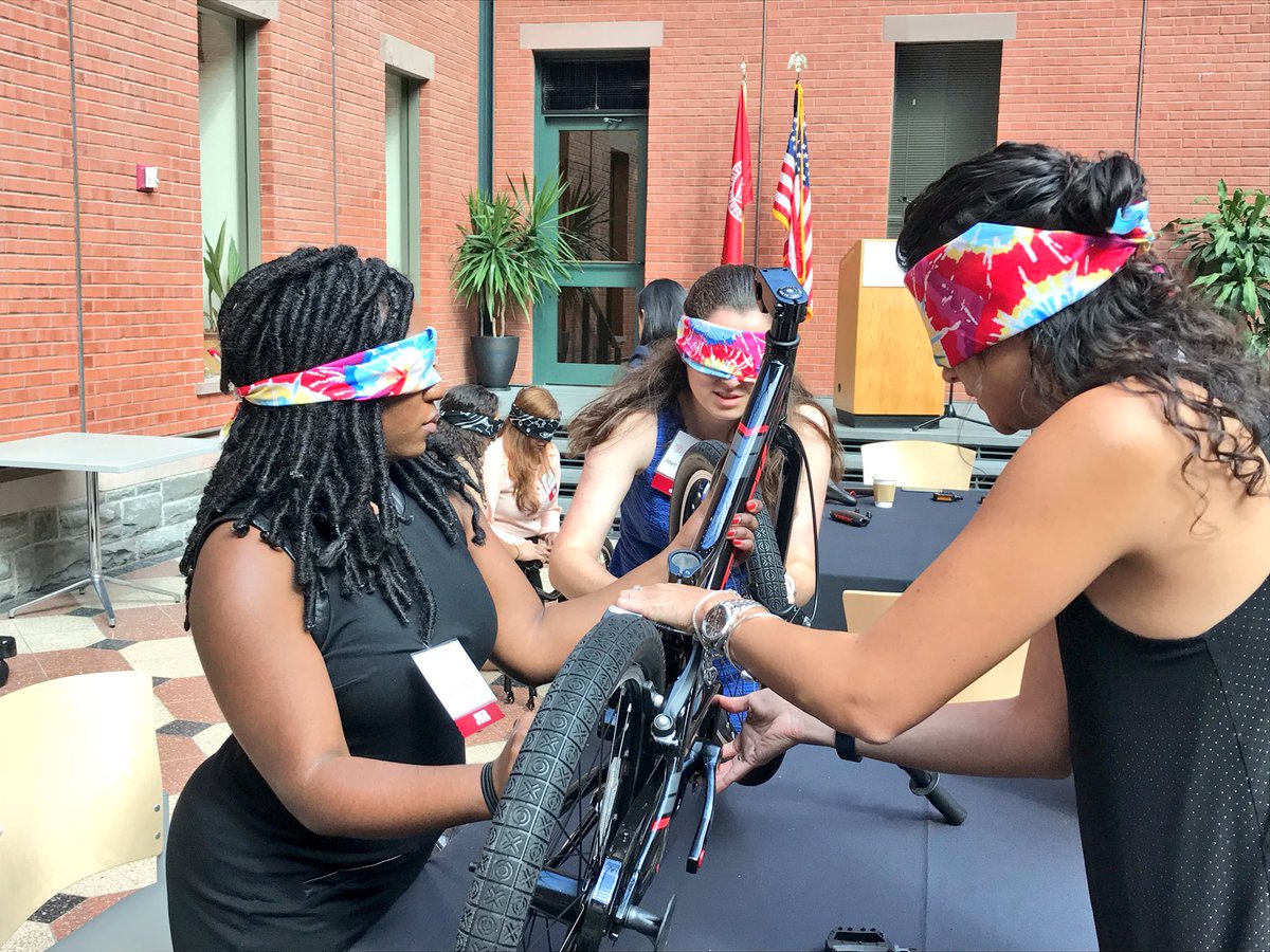 CornellMBA_Adm's tweet photo. #JWiB attendees are putting their #leadership and #teamwork skills to the test during this morning’s leadership activity. Bicycles will be donated locally to youth in #Ithaca 🚲 ♥️ #CornellMBA https://t.co/TBQZpY1XK0