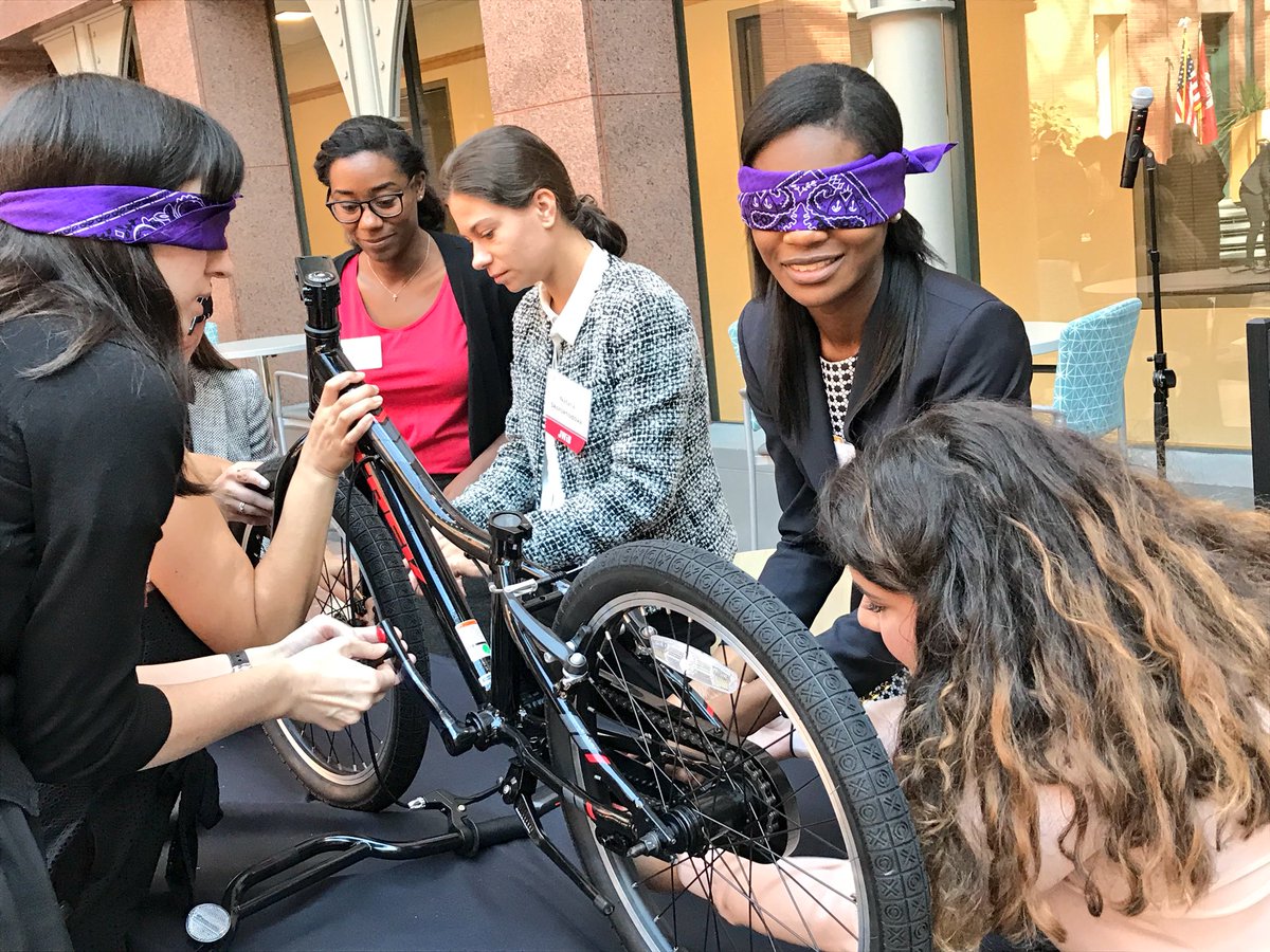 CornellMBA_Adm's tweet photo. #JWiB attendees are putting their #leadership and #teamwork skills to the test during this morning’s leadership activity. Bicycles will be donated locally to youth in #Ithaca 🚲 ♥️ #CornellMBA https://t.co/TBQZpY1XK0