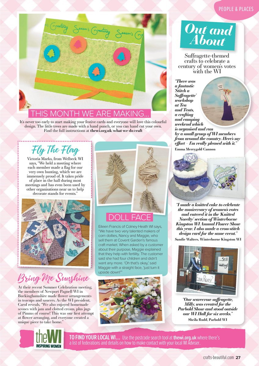 Don’t miss the latest WI column in October’s edition of <a href="/craftsbeautiful/">Crafts Beautiful</a> magazine! We are always looking for WIs &amp; WI members to feature on this page, so get in touch if you would like to appear in a future magazine. Please email pr@nfwi.org.uk with your entry.
