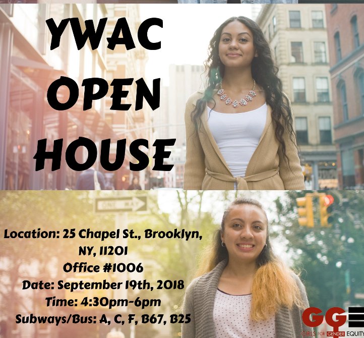 GGENYC's tweet photo. Join Girls for Gender Equity (GGE) for an open house for interested Young Women's Advisory Council (YWAC) applicants! We're excited to meet you! #NYC #SheWillBe #GGE #RacialJustice #GenderJustice https://t.co/QgRvQgn1Ex https://t.co/EgTf6TmXbZ