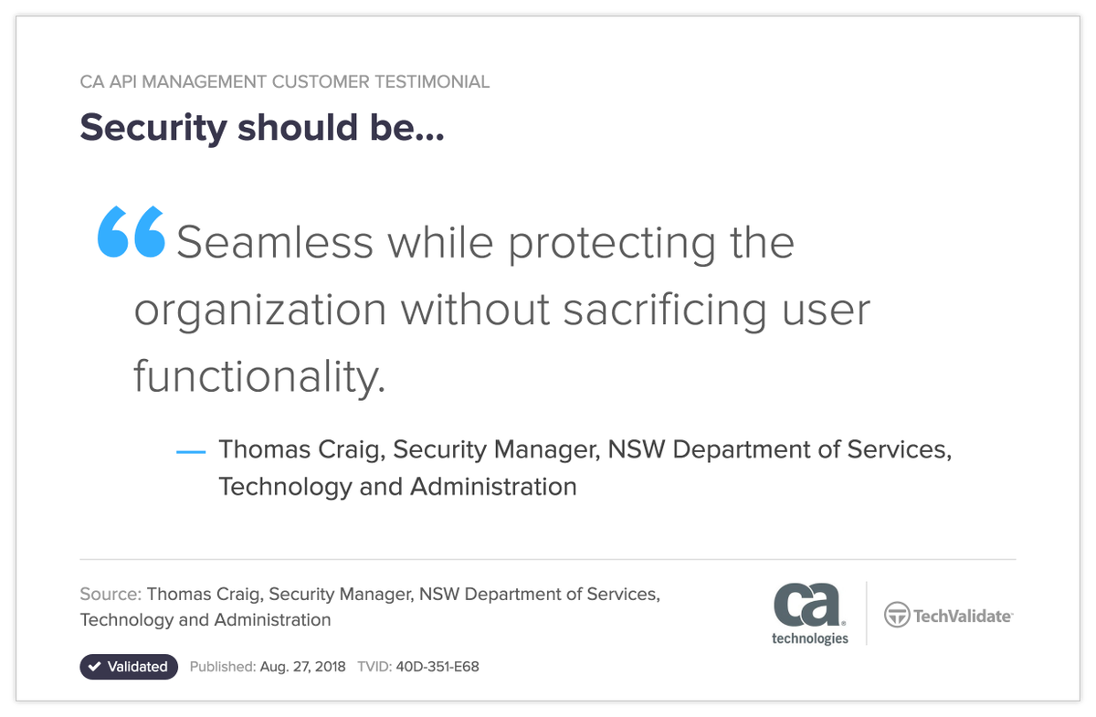 CAapi's tweet photo. Security should be... CA API Management. Learn why https://t.co/7MnBtdepgS #security #UX #APIs https://t.co/r6LJQlVLQY