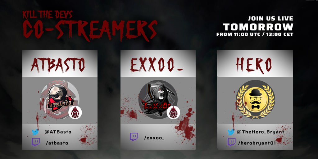 Games_fromSpace's tweet photo. Whoop whoop! More Co-Streamer confirmed for our #killthedevs community #gameday! - Check 'em out! Going live in less than 24h!

@ExiTera_TV @ATBasto @TheHero_Bryant @iGamerRetweets @FlyRts @Twitch_RT @HyperRTs @ShoutRTs @BlazedRTs @Mighty_RTs @Demented_RTs https://t.co/kZHZxhHlPo