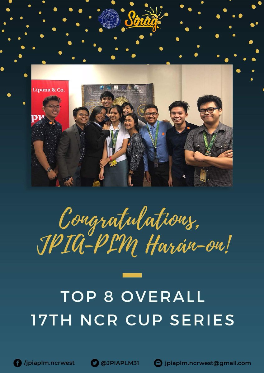 jpia_plm's tweet photo. Congratulations to our ingenious Hรกran-on for placing Top 8 in the overall 17th NCR Cup Series.
We wish you all the best of luck as you continue to push through the limits of your academic excellence. ๐
#KeepTheFireBurningBlue
#OneAtThirtyOne https://t.co/qvom4cnNAq