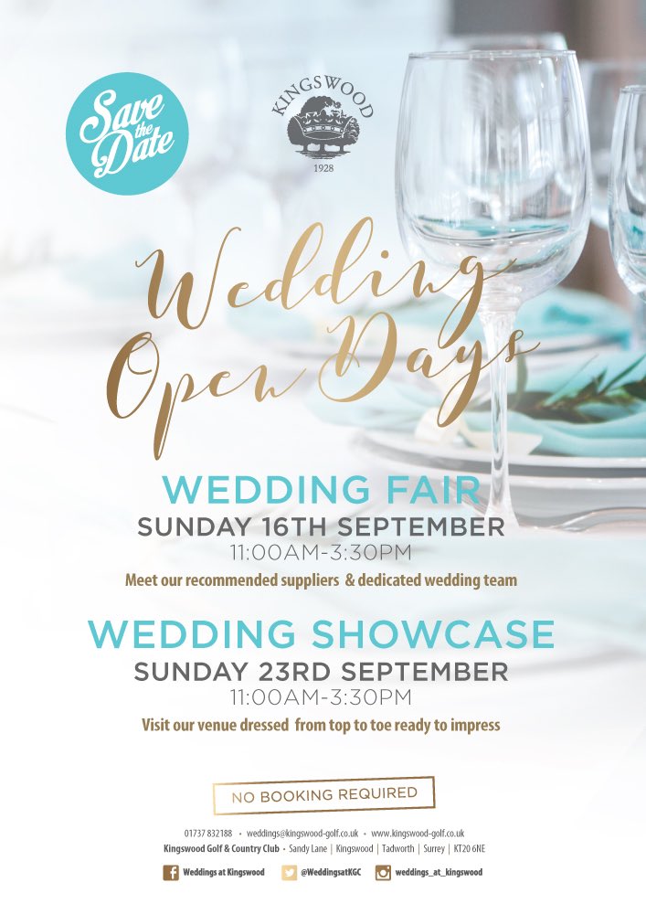 Recently engaged? Don’t know where to start? Come along to our #wedding open days! Starting this Sunday 16th September - meet our recommended suppliers and dedicated wedding coordinators! 11am-3:30pm, no booking required! We look forward to meeting you 🥂✨💙#surreyevents