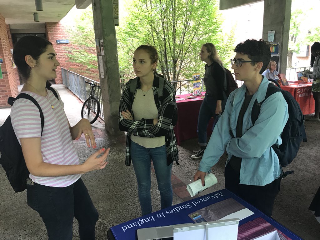 StudyAbroadBath's tweet photo. The sun is trying break through @SkidmoreCollege so come on over to the fair on the Case Center Patio. We’re here until 2:30. #ASEinAmerica #skidmoreocse https://t.co/fGvJEf2zxz