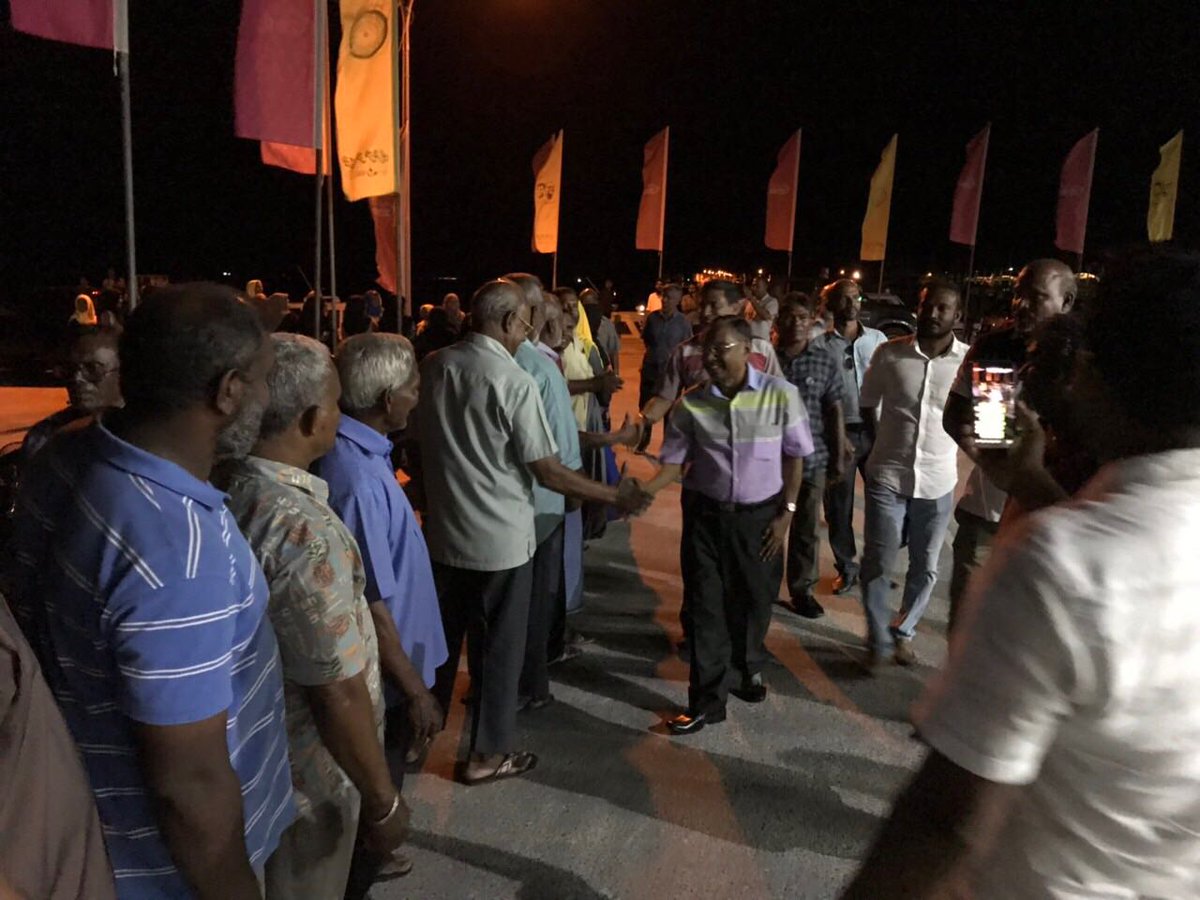 MRM_Office's tweet photo. MRM campagin team headed with Honorable Abbas Ibrahim visiting GDh. Thinadhoo to campagin for #IbuFaisal2018 https://t.co/O3XEccMAcu