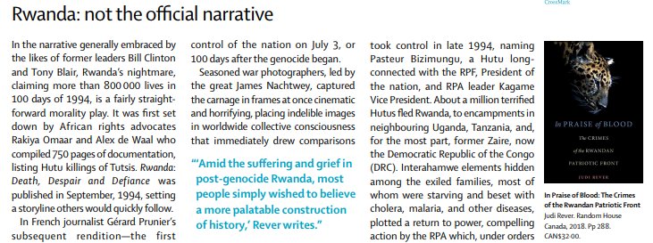 Laurie_Garrett's tweet photo. @TheLavinAgency @BanningGarrett @bgarrettglaser @JohnCampbellcfr Just released: My @TheLancet piece arguing, "Kagame and the #Rwanda model of development may not merit heroic devotion." Reviewing IN PRAISE OF BLOOD &amp; UN genocide documents.
https://t.co/I4s5NCqAgK https://t.co/rUo0GmlTH7