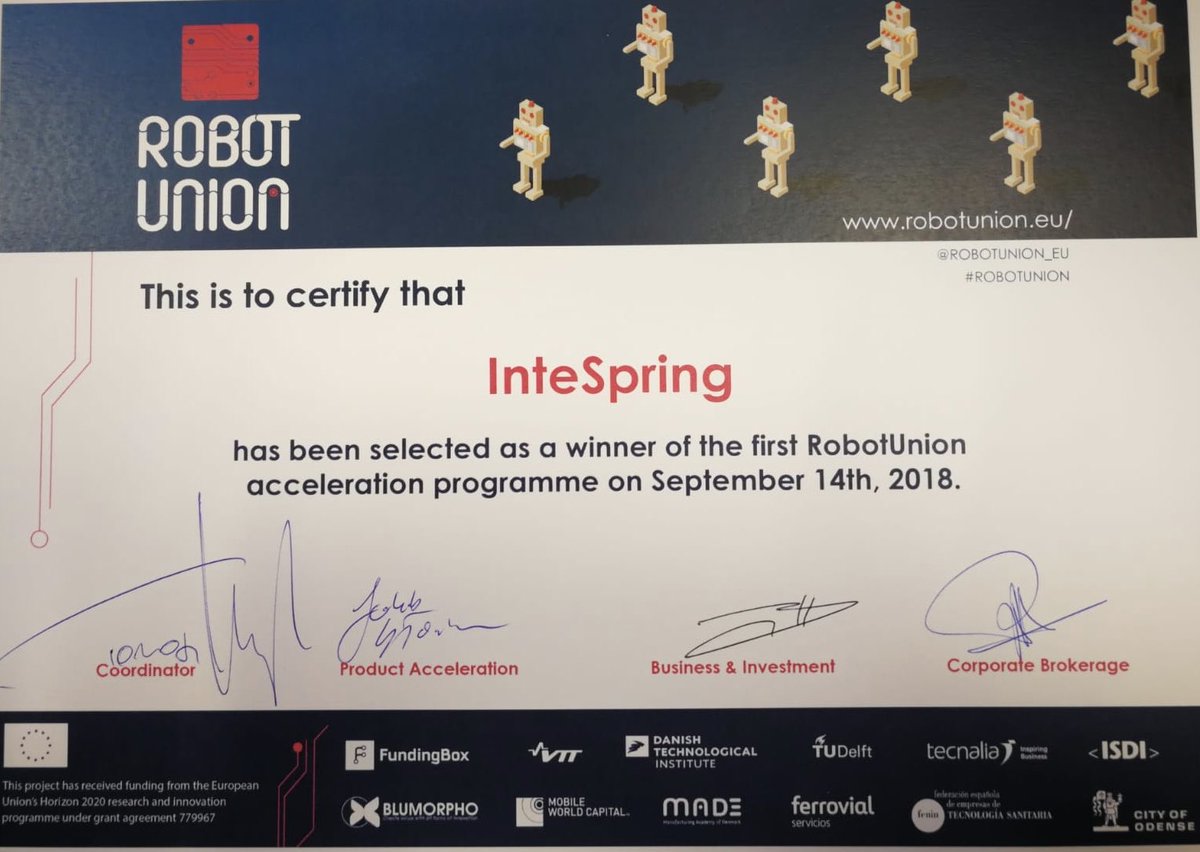 InteSpringBV's tweet image. Thank you @RobotUnion_EU for organizing this event. We are very happy and proud to be selected!