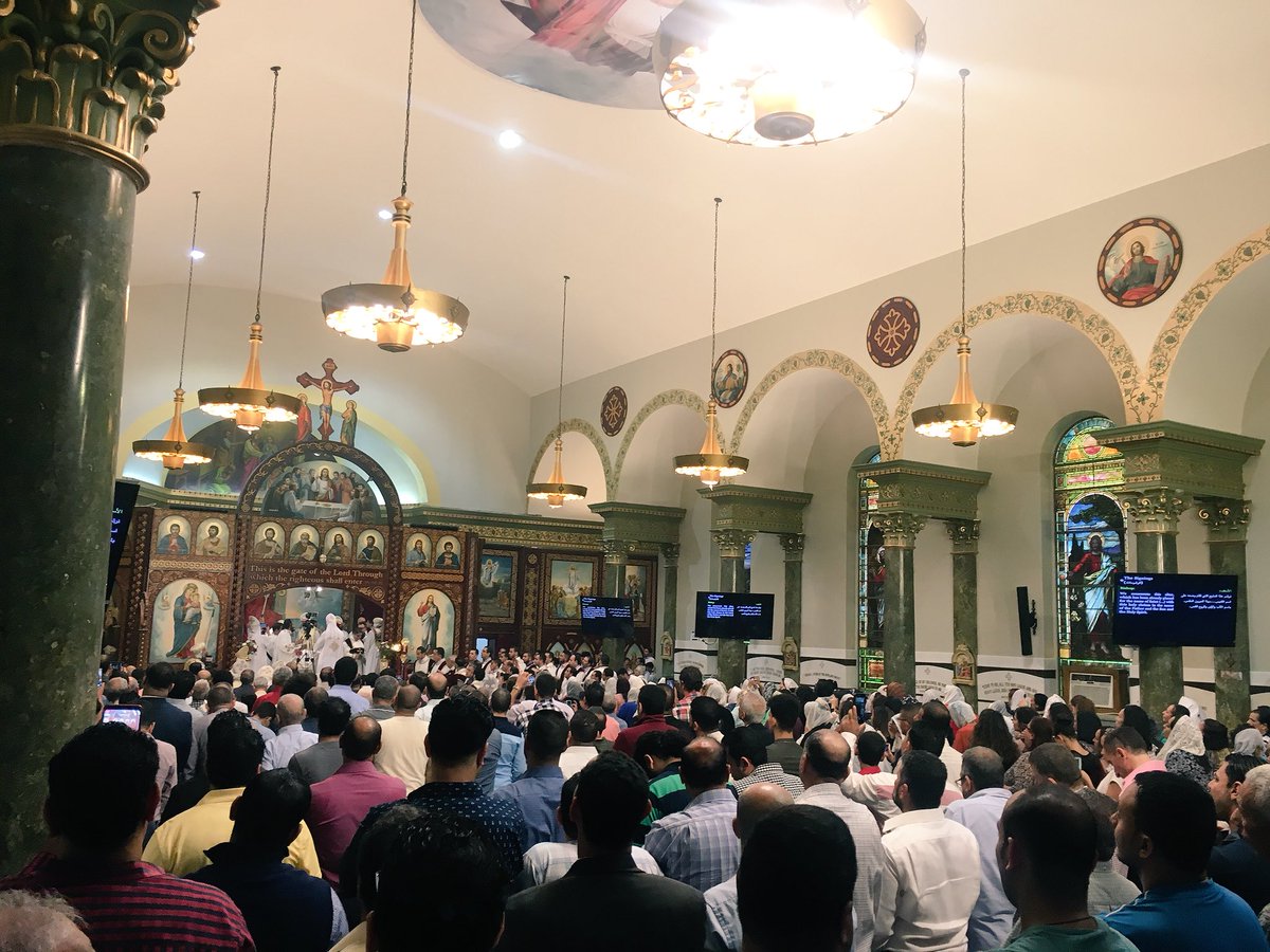 NYPD104Pct's tweet photo. #HappeningNow The 2018 Imminent PAPAL visit of His Holiness Pope Tawadrous II to the United States. Stop number 1 @NYPDQueensNorth St. Mary &amp; St. Antonios Coptic Orthodox Church in the #104Precinct. #NYPDConnecting #104PCT https://t.co/4YPYTfz23s