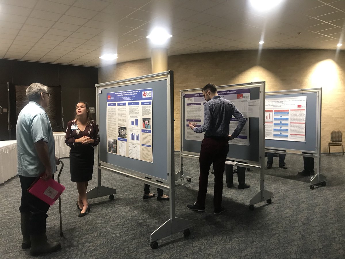 UTMBProvost's tweet photo. Our Hector P. Garcia poster contest entrants are sharing their work in Levin Hall Foyer right now. The posters focus on underrepresented populations, health disparities, health equity, cultural competency and cross-cultural issues. Author of the best poster will be awarded $500. https://t.co/fBhrsJ8eB4
