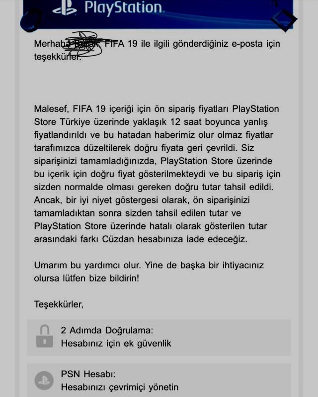 Bu anlayışlı davranış için çok teşekkürler. <a href="/Sony_Turkiye/">Sony Turkiye</a> <a href="/PlayStation/">PlayStation</a> <a href="/PlayStationTR/">PlayStation Türkiye</a>