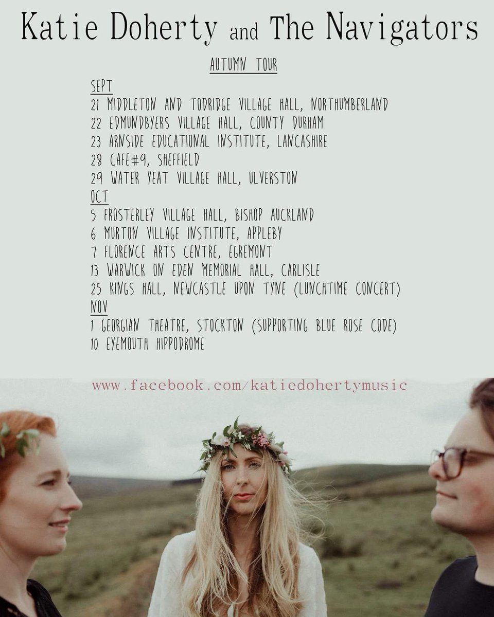 It's a week today until we start our Autumn Tour. We have a very busy time coming up and some exciting announcements to follow but for now we're preparing songs and hoping to see some of you at a gig!