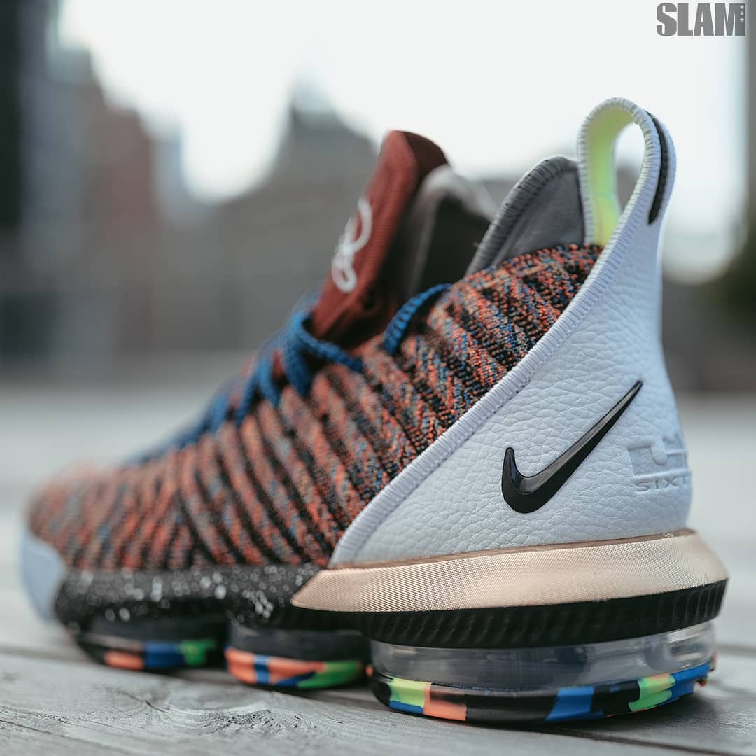 SLAMonline's tweet photo. The "1 Thru 5" LeBron 16 was created by imagining a team with Bron at all five positions. 📷: @SHERMYSZN https://t.co/k8BGsnOiXU