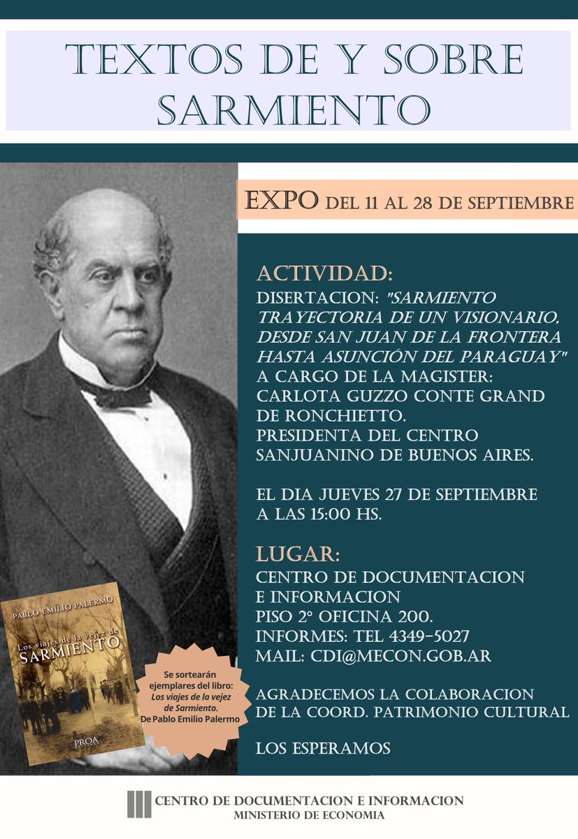 Exposición y Charla sobre Domingo Faustino Sarmiento.
 Los esperamos!
