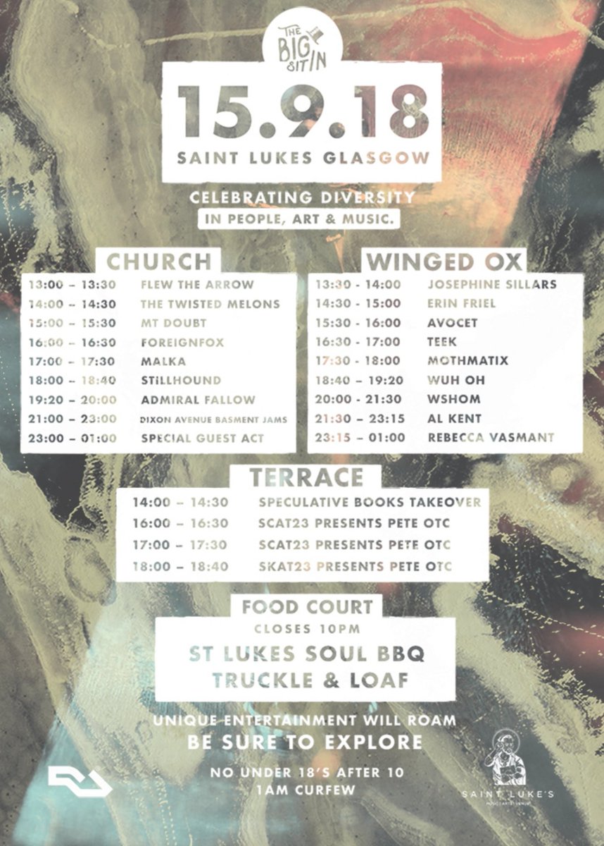 We're mega excited for the last day of our poetry festival tomorrow

SPECULATIVE BOOKS TAKEOVER
With special guest <a href="/imogen_stirling/">Imogen Stirling</a>

Come join us from 1400 on the Terrace at <a href="/stlukesglasgow/">Saint Luke's</a> as part of <a href="/thebigsitin2018/">The Big Sit In</a> 

All this entertainment for only 15 bucks!