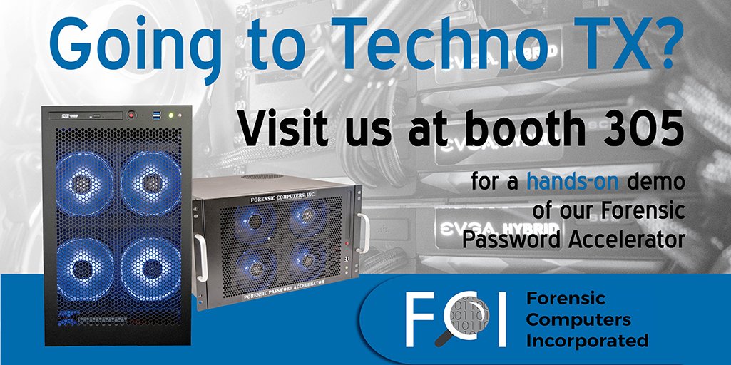 Forensic Computers (@forensicomputer) on Twitter photo Visit us at <a href="/technosecurity/">Techno Security</a> in San Antonio next week to get a sneak peek at our new case line & to demo our Password Accelerator--bring your own encrypted files! #DFIR #digitalforensics Visit us at <a href="/technosecurity/">Techno Security</a> in San Antonio next week to get a sneak peek at our new case line & to demo our Password Accelerator--bring your own encrypted files! #DFIR #digitalforensics