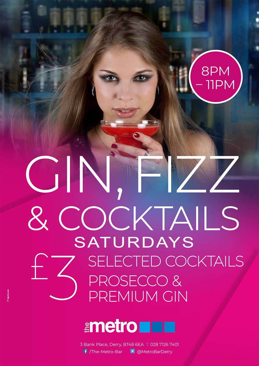 Rocking your Saturday night with some £3 Gins, some fizz or a few cocktails between 8pm-11pm