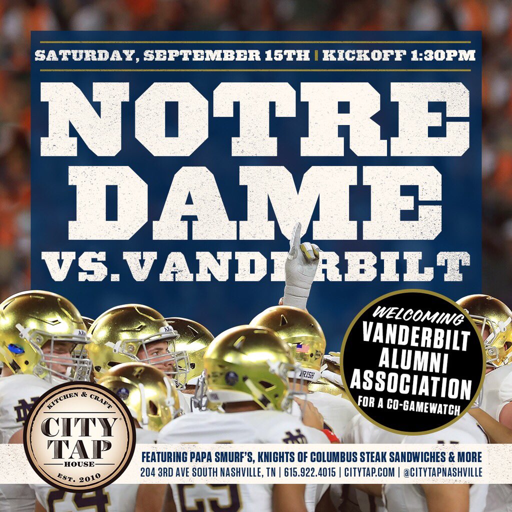 Hey #Vandyfootball friends, the join the <a href="/NDClubNashville/">NDClubofNashville</a> tomorrow for their gamewatch with us. Should be a fun game between two unbeaten teams. Should we be ready for an upset alert?!!