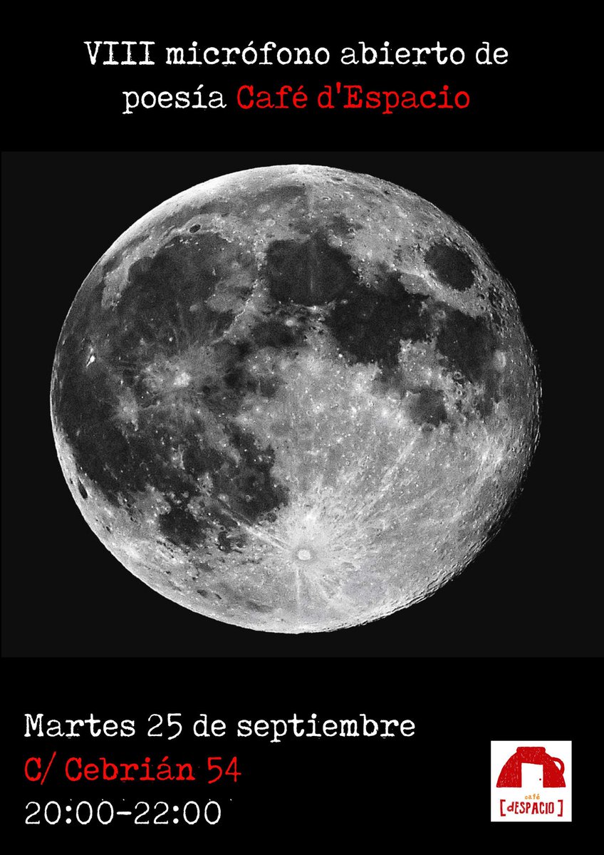 Próximo martes 25 de septiembre, vuelve la poesía al <a href="/CafeDespacio/">Café d'Espacio</a>